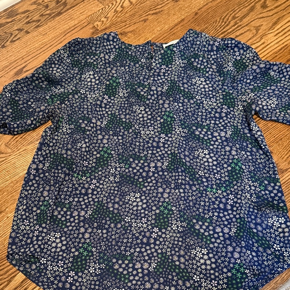 Fun 2 Fun Blue and Green Floral Blouse